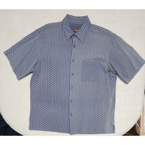 Sette‎ Ponti Short Sleeve Button Front Silk Shirt Mens MCM Style Geometric XL